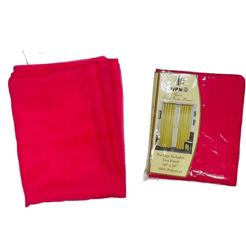 Set of 2 WPM 84-Inch Sheer Pink Solid Voile Panel Curtains